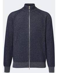 Brunello Cucinelli - Ribbed-Knit Zip-Up Cashmere Sweater - Lyst