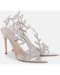 Gianvito Rossi - Flavia 105 Embellished Mirrored Leather Sandals - Lyst