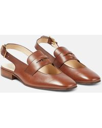 Tod's - Leather Slingback Loafer Pumps - Lyst