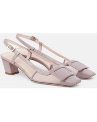 Roger Vivier - Belle Vivier Mesh And Leather Slingback Pumps - Lyst