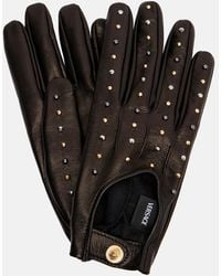 Versace - Cutout Studded Leather Gloves - Lyst