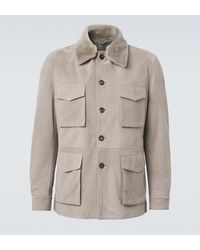 Eleventy - Feldjacke Aus Veloursleder Mit Shearling - Lyst