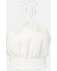 Jonathan Simkhai - Mellie Scalloped Linen-Blend Crop Top - Lyst