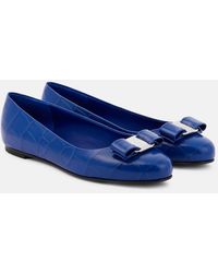Ferragamo - Vara Bow Croc-Effect Leather Ballet Flats - Lyst