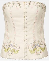 Agua Bendita - Abelia Anhelo Floral Linen Corset - Lyst