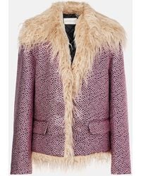 Dries Van Noten - Jacke Aus Jacquard Mit Faux Fur - Lyst