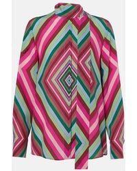 Valentino - Tie-Neck Silk Crepe De Chine Shirt - Lyst
