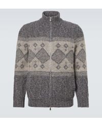 Brunello Cucinelli - Fair Isle Wool, Silk, And Cashmere Cardigan - Lyst