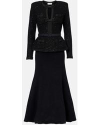 Self-Portrait - Sequined Peplum Midi Dress - Lyst