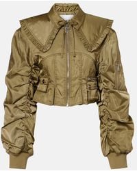Ganni - Cropped Ruched Bomber Jacket - Lyst