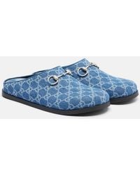Gucci - Horsebit Gg Denim Mules - Lyst
