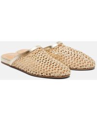 Ancient Greek Sandals - Leather-Trimmed Raffia Mules - Lyst