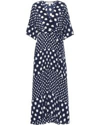 Diane von Furstenberg Robe longue à motif de pois - Bleu