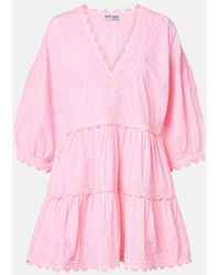 Juliet Dunn - Besticktes Minikleid Aus Baumwollpopeline - Lyst