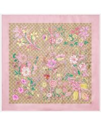 Gucci - Panuelo De Seda Floral Con Gg - Lyst