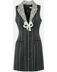Alessandra Rich - Pinstripe Wool-Blend Minidress - Lyst