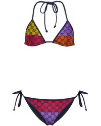 Gucci GG Printed Self-tie Bikini Briefs - Purple