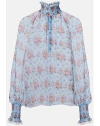 Dolce & Gabbana - Floral Ruffled Silk And Cotton Blouse - Lyst