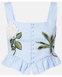 Agua Bendita - Besticktes Bustier-Top Eslabon Aus Leinen - Lyst