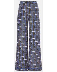 Burberry - Checked Silk Straight Pants - Lyst