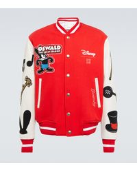 Givenchy X Disney® Leather-trimmed Wool-blend Varsity Jacket - Red