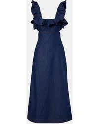 Zimmermann - Aster Ruffled Denim Midi Dress - Lyst