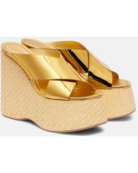 Paris Texas - Mara Metallic Leather Wedge Mules - Lyst