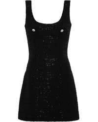 Alessandra Rich Embellished Wool-blend Minidress - Black