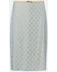Gucci - Gg Embellished Silk-Blend Midi Skirt - Lyst