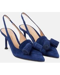 Gianvito Rossi - Embellished Suede Slingback Pumps - Lyst