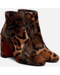 Christian Louboutin - Jane 85 Leopard-Printed Calf Hair Ankle Boots - Lyst