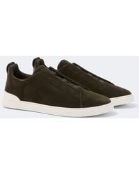 ZEGNA - Triple Stitch Suede Sneakers - Lyst