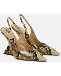 The Attico - Cheope Snake-effect Leather Slingback Pumps - Lyst