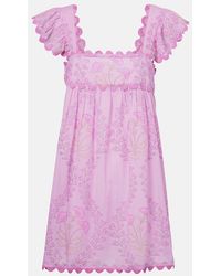 Juliet Dunn - Ruffled Cotton Minidress - Lyst