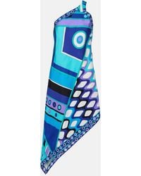 PUCCI - Vivara Asymmetric Silk Twill Midi Dress - Lyst