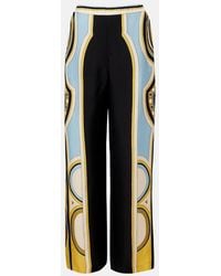 La DoubleJ - Club Printed Silk Twill Wide-Leg Pants - Lyst