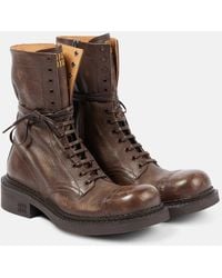 Miu Miu - Leather Lace-Up Boots - Lyst