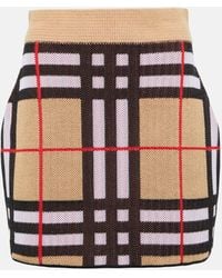 Burberry - Check Knit Miniskirt - Lyst