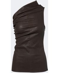 Rick Owens - Athena One-Shoulder Leather And Cotton Top - Lyst
