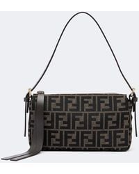 Fendi - Zip Top Small Ff Jacquard Canvas Shoulder Bag - Lyst