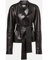 KHAITE - Edith Belted Leather Jacket - Lyst