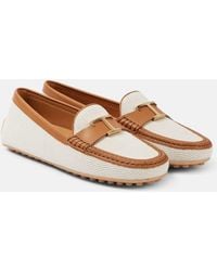 Tod's - Mokassins City Gommino Aus Canvas Und Leder - Lyst