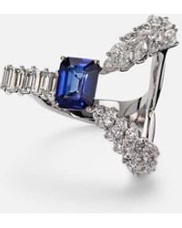 YEPREM - Ring Reign Supreme Aus 18Kt Weissgold Mit Diamanten Und Saphir - Lyst