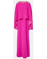 Costarellos - Elin Embellished Caped Crepe Gown - Lyst