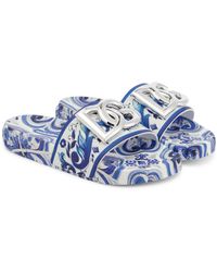 sandalias y chanclas de Chanclas de dedo y de pala Sandalias Lou de croché Chloé de Caucho de color Azul Mujer Zapatos de Zapatos planos 