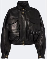Balmain - Cropped Leather Jacket - Lyst