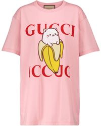 Gucci X Bananya T-Shirt aus Baumwoll-Jersey - Pink