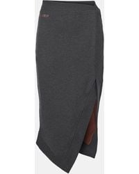 The Attico - Logo Asymmetric Cotton Jersey Midi Skirt - Lyst