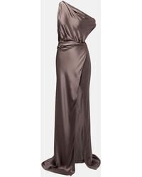 The Sei - Draped One-Shoulder Silk Satin Gown - Lyst