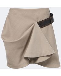 Bottega Veneta - Intrecciato Belted Draped Wool Miniskirt - Lyst